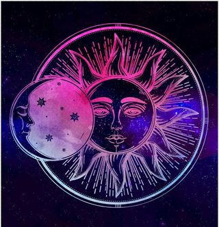 紫色神秘唯美太阳神背景图片