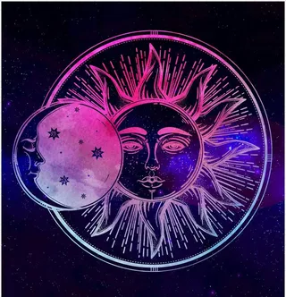 紫色神秘唯美太阳神背景图片