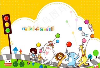 卡通动物信纸背景底纹图片