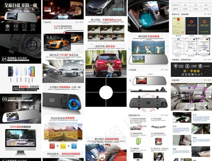 行车记录仪详情页图片(790X30000(DPI:72))psd模版下载