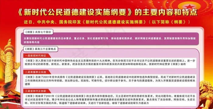 新时代公民道德建设实施纲要图片(1450X950)cdr矢量模版下载