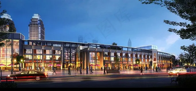商业街建筑夜景图片 商业街建筑夜景图片