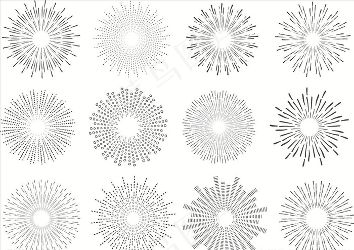 烟花放射线图片ai矢量模版下载