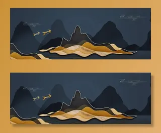 新中式水墨山水图片