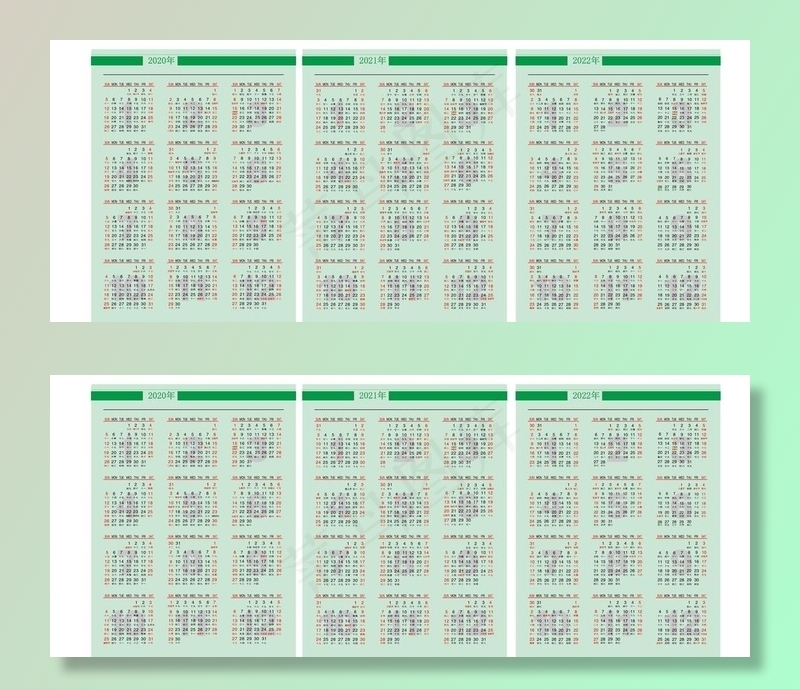 2020-2022年日历图片ai矢量模版下载