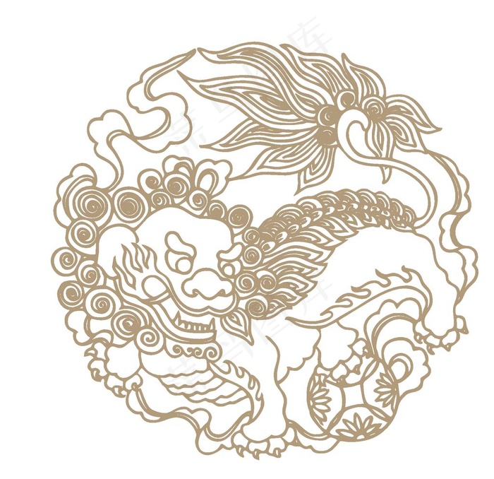 中国古典神兽图案图片eps,ai矢量模版下载