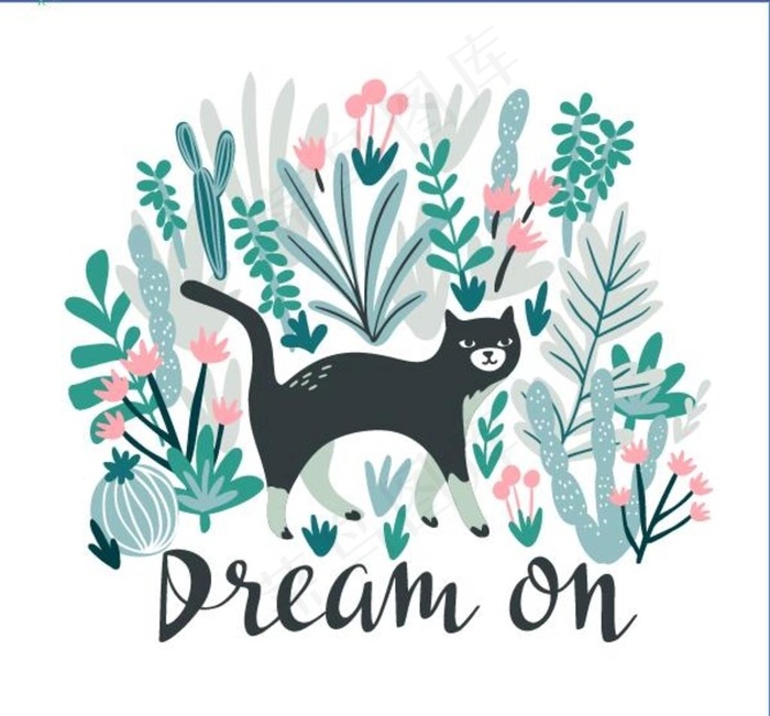 北欧风猫咪矢量图图片