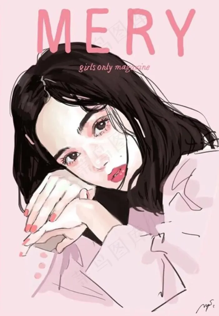 美女插画图片psd模版下载