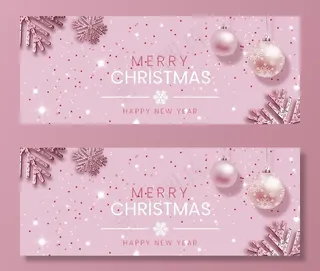 粉色少女圣诞海报图片