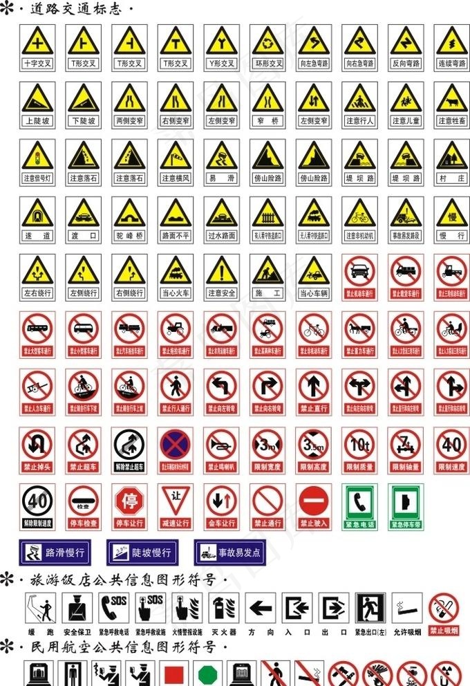 道路交通标识图片cdr矢量模版下载