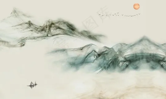 新中式水墨山水画图片 新中式水墨山水画图片