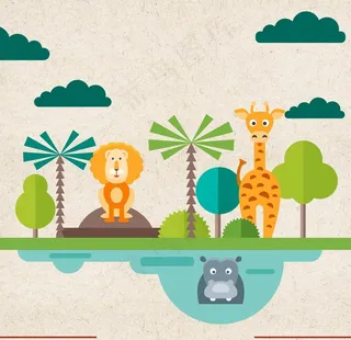 矢量动物 矢量植物 插画 手绘图片