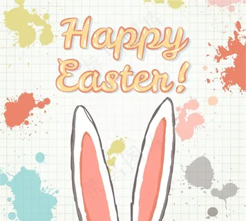 卡通复活节兔耳朵贺卡矢量素材图片