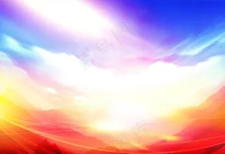 蓝天光芒照射大地图片