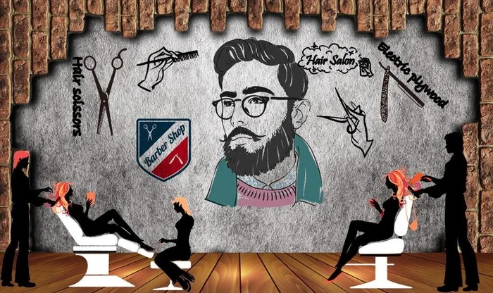 美容美发风剪云背景墙装饰画图片(9071X5669(DPI:72))psd模版下载