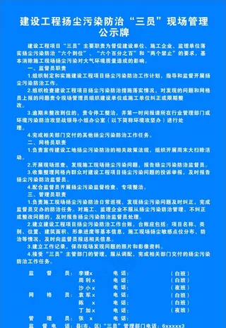 三员现场管理公示牌图片