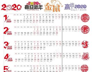 2020年 鼠年 台历图片