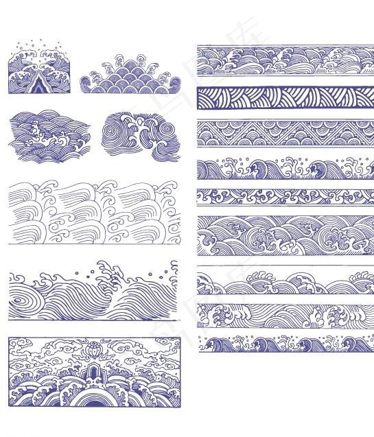 中国古代水纹理图片ai矢量模版下载