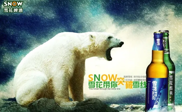 雪花啤酒广告图片psd模版下载