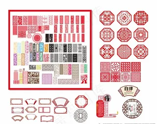 窗花雕刻边框花纹隔断图片