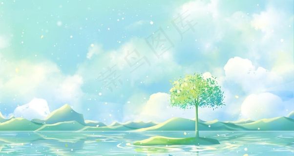 天空手绘插画背景图图片