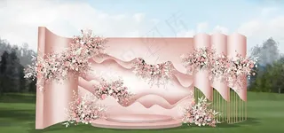 粉色婚礼主舞台背景图片