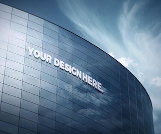 户外墙logo样机图片