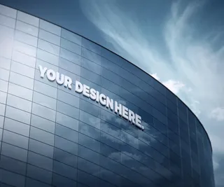 户外墙logo样机图片