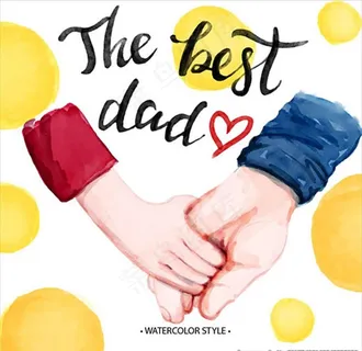 手绘水彩父亲节大手牵小手图片