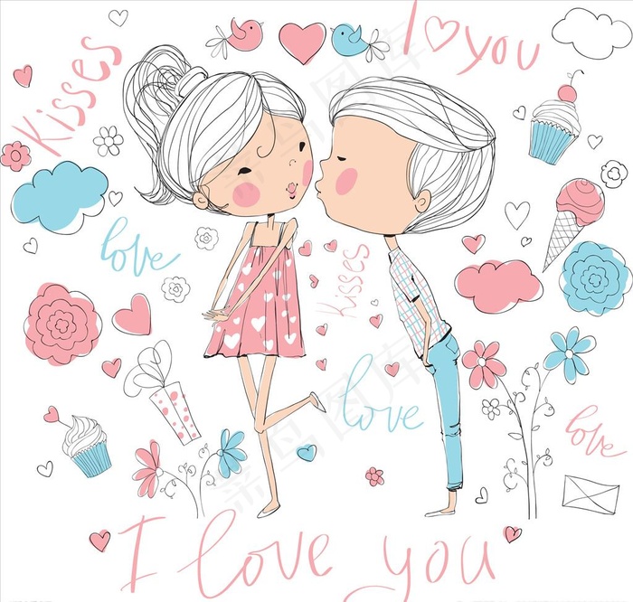 手绘卡通人物插画矢量图下载图片