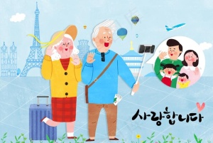韩国小清新全家福插画海报图片
