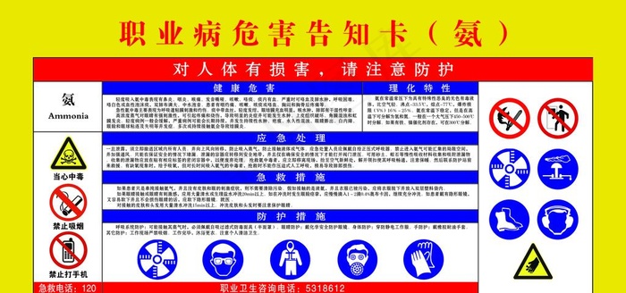 职业病危害告知卡 氨气图片psd模版下载