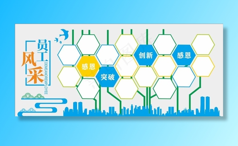 员工风采文化墙图片cdr矢量模版下载