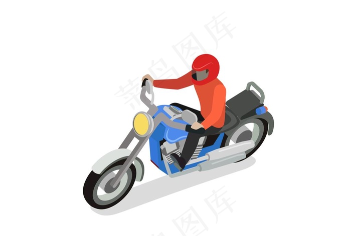 卡通红衣摩托元素图片