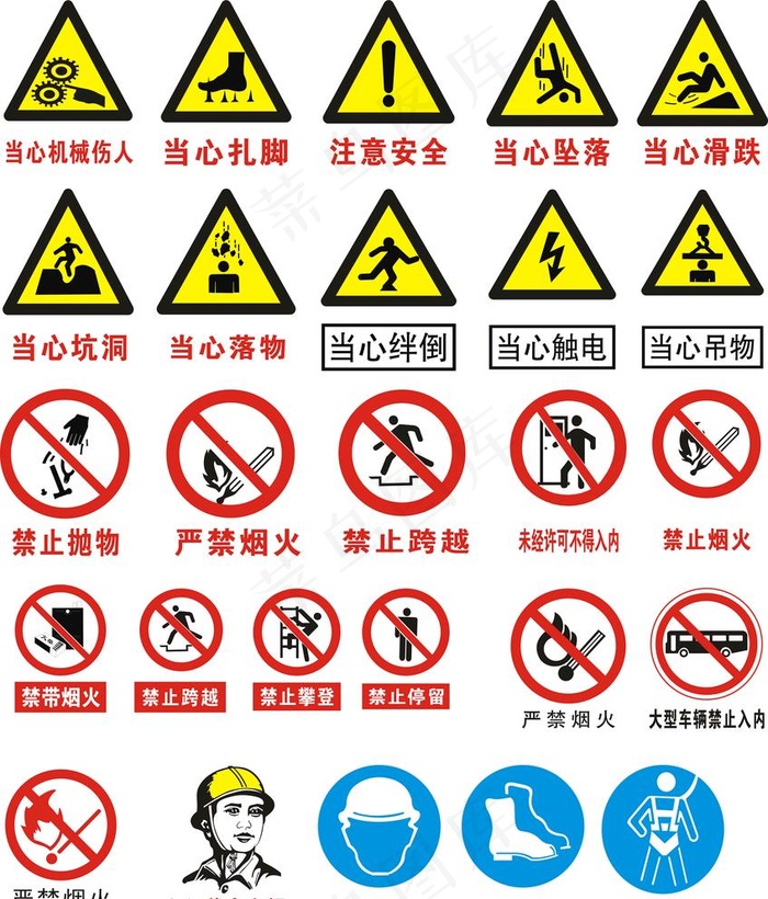 当心坑洞 当心落物 当心绊倒图片cdr矢量模版下载