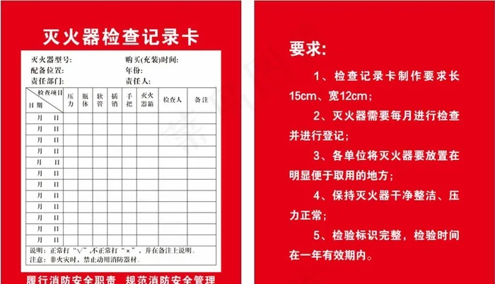 灭火器检查记录卡图片cdr矢量模版下载