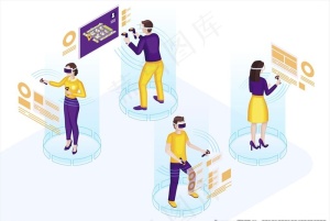 VR虚拟现实概念插画图片