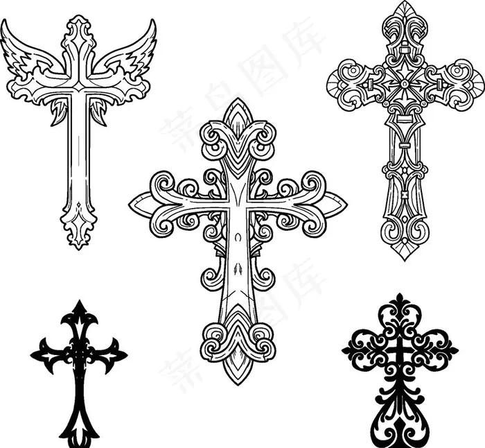 十字架图案花纹图片ai矢量模版下载
