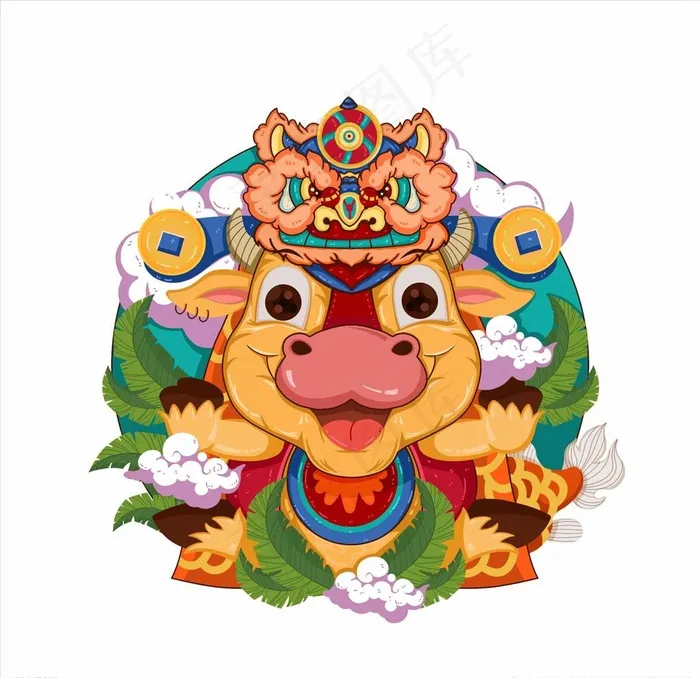 卡通牛图片psd模版下载