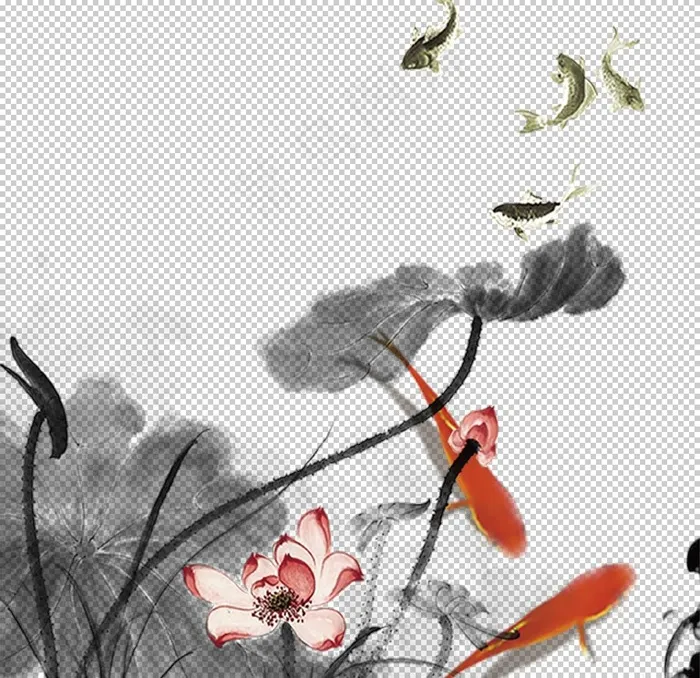 水墨荷花 粉色荷花  荷花意境图片