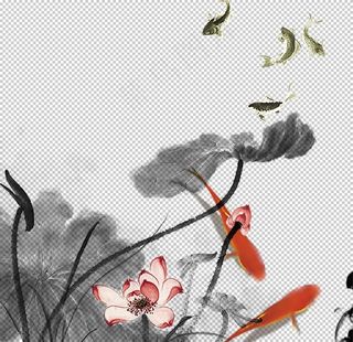 水墨荷花 粉色荷花  荷花意境图片