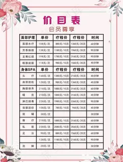 价目表图片
