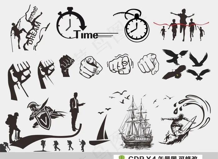 励志剪影图片cdr矢量模版下载