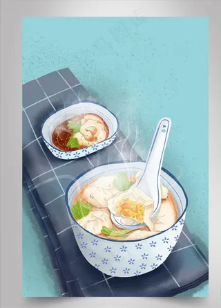 馄饨插画图片