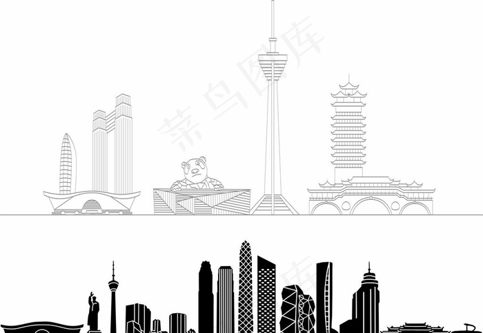 成都城市剪影图片cdr矢量模版下载