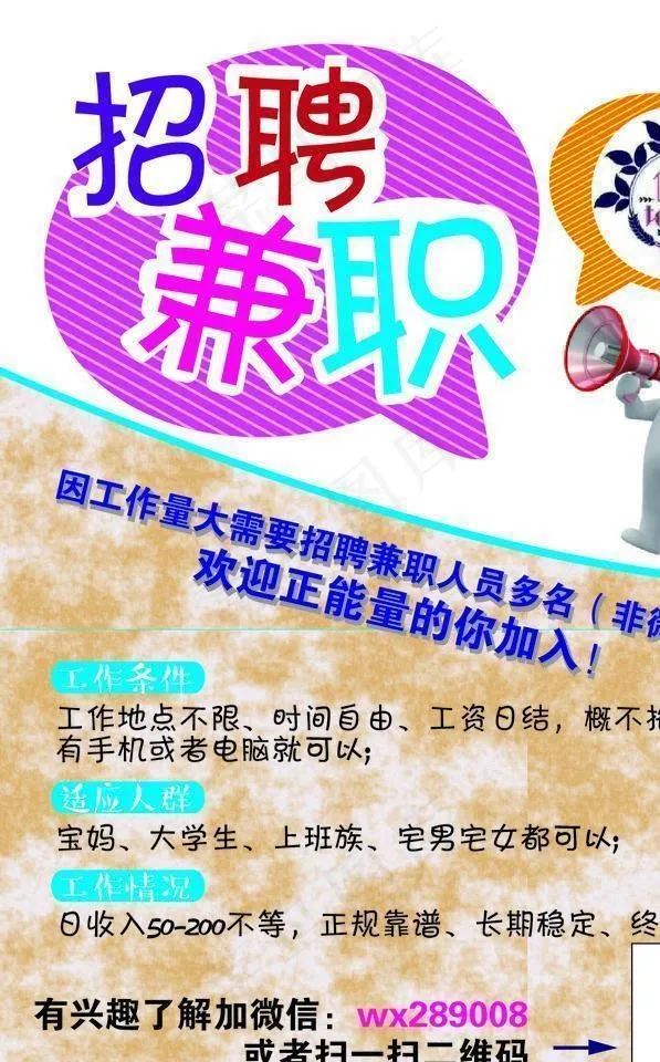 招聘兼职宣传单图片ai矢量模版下载