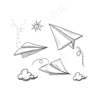 插画 家庭 纸飞机 儿童插画图片