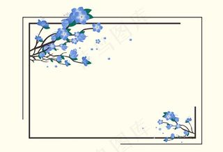 蓝色植物花卉边框图片