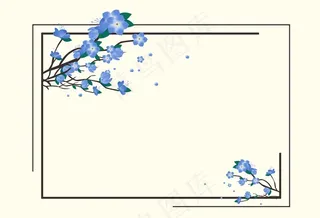 蓝色植物花卉边框图片