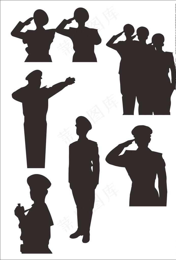 军人敬礼交警指挥矢量图图片